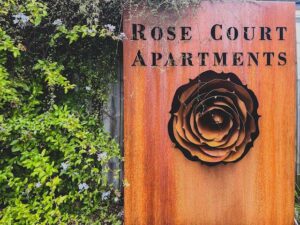 Rose Court entrance sculpture