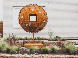 Avenue Apartments entrance sculpture